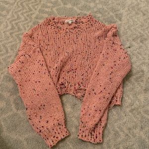 Wild Honey cropped distressed confetti sweater S